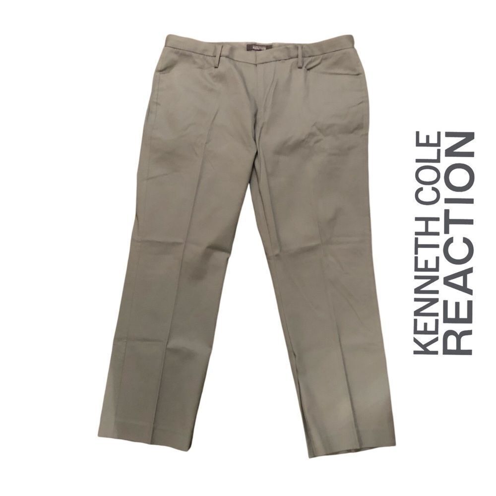 Kenneth Cole Reaction Stretch Casual Pants, Silver Grey - Size 36/30‎